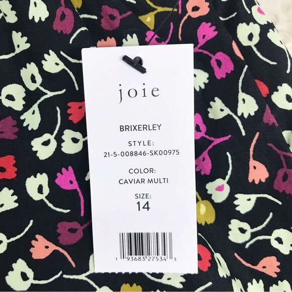 JOIE Button Front Black Floral Print Cotton Midi Skirt Fit & Flare Size 14 New - Picture 8 of 12